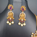 Beautiful Matt Finish Kemp Stone Ramparivar Set With Earrings