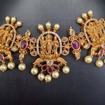 Beautiful Matt Finish Kemp Stone Ramparivar Set With Earrings