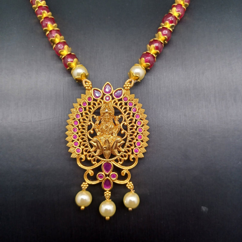 Beautiful Ruby Beads Mala with Lakshmi Devi Locket