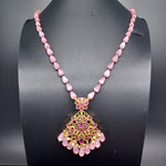 Beautiful Pink Monalisa Beads Set With multi Stone Locket