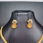 Beautiful AD And Green stone Small Lakshmi Kasu Set With Earrings