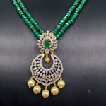 Beautiful Green Onyx Beads AD And Stone Locket Set