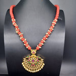 Beautiful Coral And pearl Multi Stone Locket Beads Set