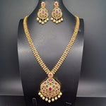 Beautiful AD And Multi Stone Long Necklace With Earings