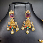 Beautiful AD And Navaratan Lakshmi Devi Necklace Set With Earrings