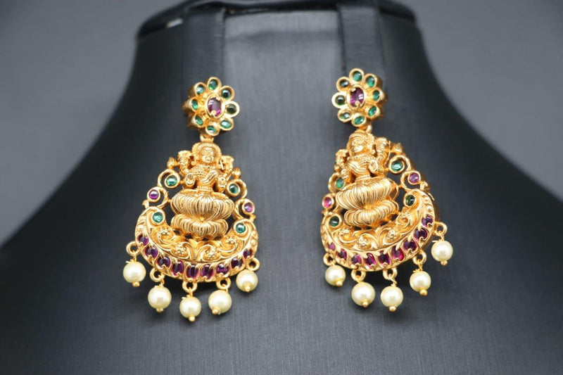 Beautiful Multi Stone Peacock And Lakshmi kante Set With Earrings