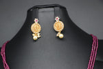 Beautiful AD And Multi Stone Lakshmi Devi Magenta Beads set With Earrings