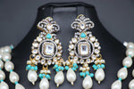 Elegant Polki kundan Hyderabad Pearl Victorian Set With Earings