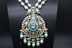 Elegant Polki kundan Hyderabad Pearl Victorian Set With Earings