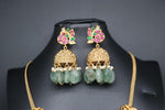 Elegant Antique Finish Jadav Kundan Lakshmi Devi And Peacock Set With Jumka