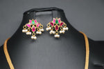 Beautiful Jadav Kundan And Pearl Lotus Small necklace Set With Earrings