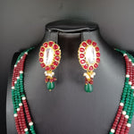Beautiful Marron And Green Stone Polki Kundan Set With Earrings