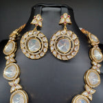 Elegant Polki Kundan And AD Necklace Set With Earrings