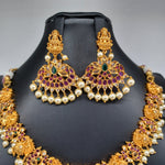 Beautiful Nakshi Peacock And Lakshmi Multi Kempu Stone Small Necklace Set Earrings