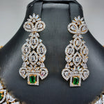 Elegant AD and Emerald Stone Necklace Set With Earrings