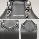 Beautiful Oxidized Black Stones Stone Pearl Peacock necklace Set With Earrings