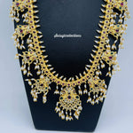 Beautiful Imitation Gold AD and Multi Stone Rice Pearl Peacock Guttapusalu Necklace Set-Saisuji Collections-C-Imitation Gold,Laxmi,Multi Stone,Nakshi,Necklace,Necklaces