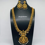 Beautiful Imitation Gold AD and multi Stone lakshmi Devi Long Necklace set with Earrings-Saisuji Collections-C-Imitation Gold,Laxmi,Multi Stone,Nakshi,Necklace,Necklaces