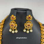 Beautiful Imitation Gold Antique Polish Peacock  Mango Haram with Earings-Saisuji Collections-C-Imitation Gold,Laxmi,Multi Stone,Nakshi,Necklace,Necklaces