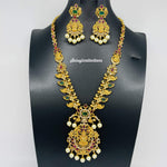 Beautiful Imitation Gold CZ and Kemp Stones Laxmi Mango Necklace Set-Saisuji Collections-C-Imitation Gold,Laxmi,Multi Stone,Nakshi,Necklace,Necklaces,Temple