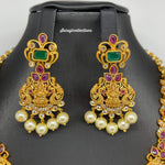 Beautiful Imitation Gold CZ and Kemp Stones Laxmi Mango Necklace Set-Saisuji Collections-C-Imitation Gold,Laxmi,Multi Stone,Nakshi,Necklace,Necklaces,Temple